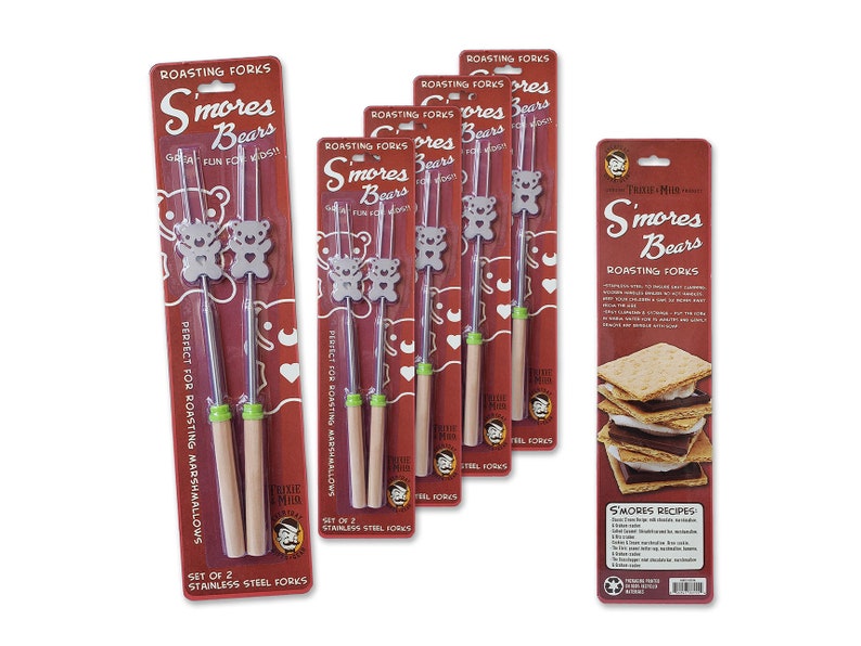 S'mores Bear Roasting Fork extending campfire forks for marshmallow smores image 2