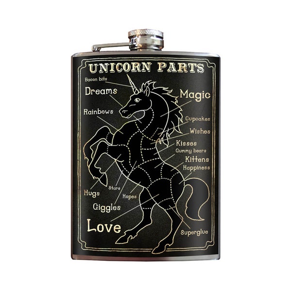 8 oz. liquor flask, Unicorn Parts