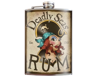 8 oz. liquor flask, Deadly Seas Rum