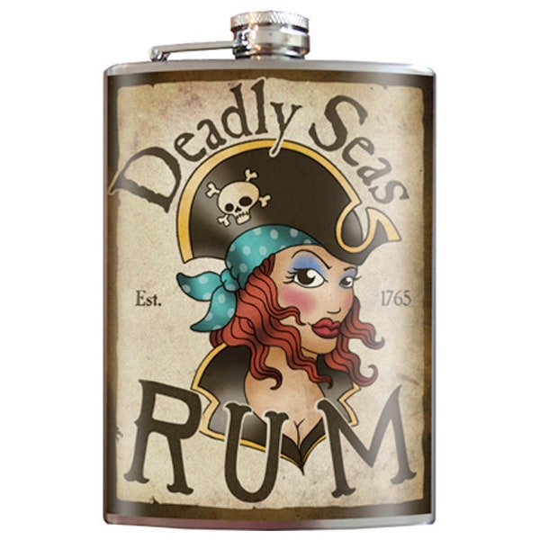 8 oz. liquor flask, Deadly Seas Rum