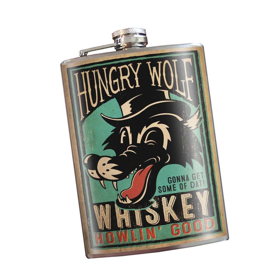 8 Oz. Liquor Flask, Hungry Wolf -  Canada