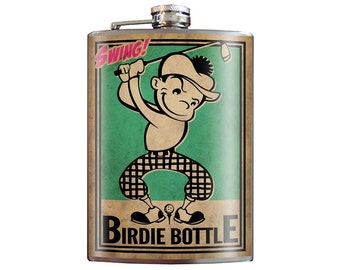 8 oz. liquor flask, Birdie Bottle – golfer gift, birdie bottle