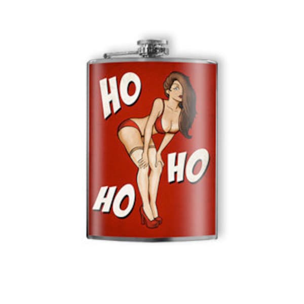 8 oz. liquor flask, Ho Ho Ho (Santa Baby) – stocking stuffer, christmas