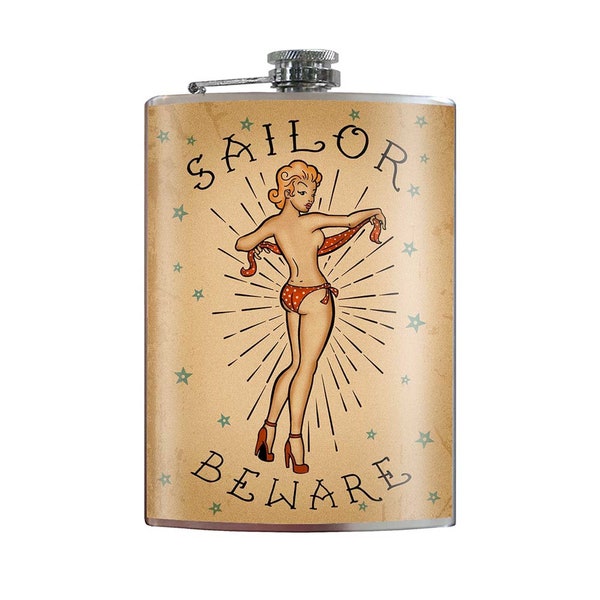 8 oz. liquor flask, Sailor Beware