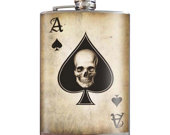 8 oz. liquor flask, Ace of Spades