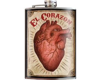 8 oz. liquor flask, El Corazon