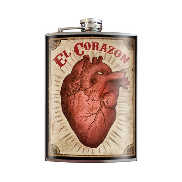 8 oz. liquor flask, El Corazon