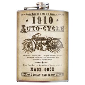 8 oz. liquor flask, Vintage Motorcycle image 1