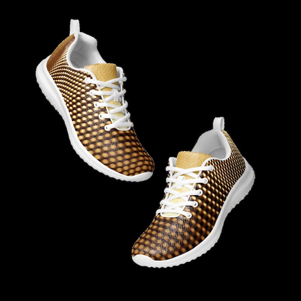 Stylish Gold Sports Shoes for Men, Luxury Athletic Sneakers, Comfortable Running Shoes, Trendy Athleisure Footwear