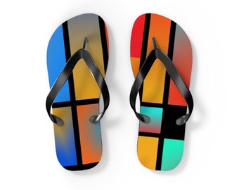 Tongs géométriques abstraites uniques, sandales à la mode, chaussures de plage, chaussures d'été unisexe