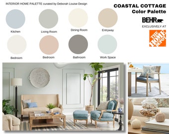 Esquema de colores de pintura de Costal Cottage Behr, Paleta de pintura de interior profesional preempaquetada, Paquete de pintura de 8 habitaciones, Archivo digital PDF, 14 páginas