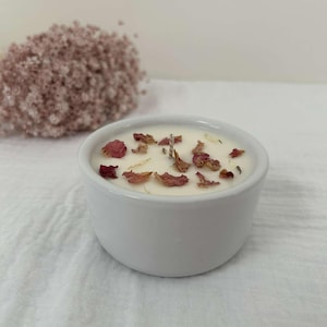Scented craft candle, decorative candle, flower candle, dried flower candle, wooden wick candle, grass scent candle