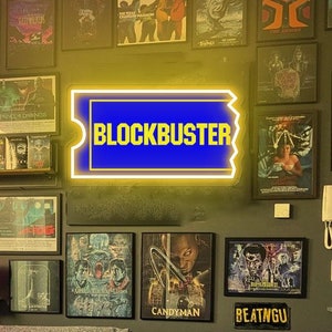 Blockbuster Video Sign, Blockbuster-inspired Decor, Home Theater Throwback Decor, Movie Lover Gift,Retro Home Cinema Decor,Father&#39;s Day gift