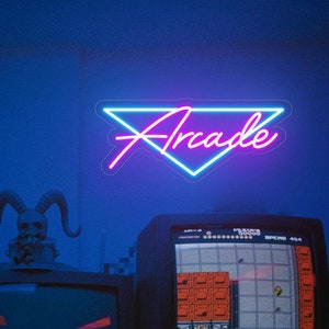 Letrero de neón LED de arcade personalizado, decoración de neón para sala de juegos de arcade, decoración de pared retro, regalo para jugadores, decoración de cueva de hombres, regalo para él, arte de pared para amantes de los juegos