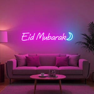 Eid Mubarak Mosque Neon Sign, Festive Neon Light for Eid, Eid Mubarak Party Decor, Islamic Festival Decor, Islamic Gift Idea, LED Eid Gift