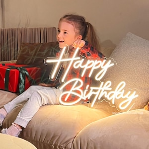 Letrero LED de feliz cumpleaños, regalos de neón personalizados, decoración para fiestas de cumpleaños, luz para celebraciones, letrero de pared para fiestas, decoración para fiestas de eventos, regalo para ella