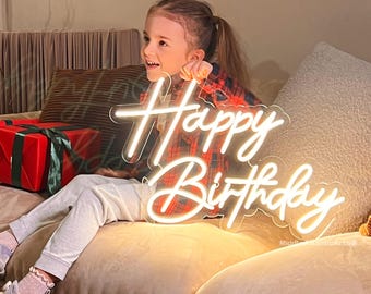 Gelukkige verjaardag led-bord, aangepaste neoncadeaus, decor verjaardagsfeestje, licht voor vieringen, feestmuurbord, decor evenement feest, cadeau voor haar
