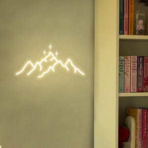 ACOTAR Mountain neon sign, Mountain with stars neon, bookish decor, Book lover gift, Night light, Starry Mountain LED, Reading nook decor