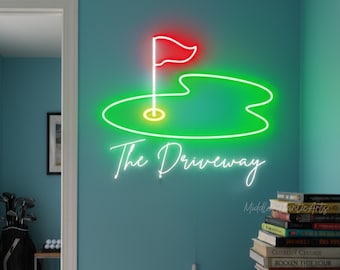 Custom Golf Course Name Neon Sign, Golf Club Wall Light, Man Cave Golf Decor, Home Golf Wall Art, Gift for Golf Lovers, The Masters Inspired