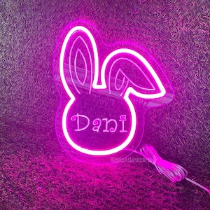 Personalized bunny sign, Easter gifts, Gifts for Girls. Rabbit wall decor, Neon bunny light, Pet neon sign, Bunny lovers&#39; gift, Animal sign