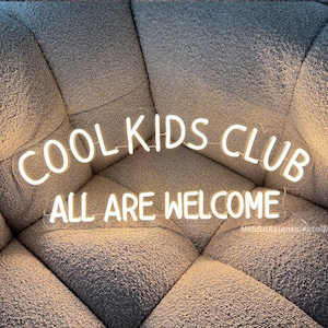 Letrero de neón de Cool Kids Club All Are Welcome, letrero de Cool Kids Club, decoración de guardería, decoración de pared de sala de juegos para niños, decoración de habitación de hermanos, regalo de Navidad