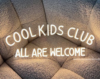 Cool Kids Club All Are Welcome Neon Sign, Cool Kids Club Sign, Nursery Decor, Kid's Playroom Wall Decor, Siblings Room Decor, Christmas gift