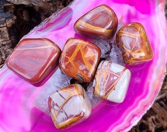 Noreena Jasper Tumbled Stone, Red Yellow & Gray Jasper, Polished Noreena Jasper Tumbles, Australian Mineral Specimen, Tumbled Crystal