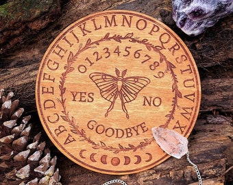 6" Luna Moth Pendulum Board, Lasercut Birch Wood, Divination Board, Spirit Board, Divination Tools, Fortune Telling, Pendulum Chart