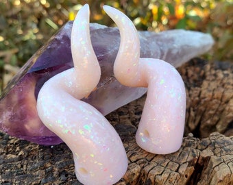 Iridescent Opal Costume Horns, Polymer Clay Cosplay Horns, Horned Headband, Festival Horns,  LARP Accessory, Fairy Faery Costume,