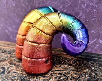 Rainbow Ram Costume Horns - Polymer Clay Cosplay Horns, Pride Ram Horn Headband, Halloween Costume, Demon Horns, Tiefling Horns, Fairy Horns