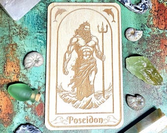 Poseidon Deity Altar Card, Sea God Altar Decor, Deity Work, Pagan Altar Supply, Neptune Art, Altar Items, Greek God of the Sea, Crystal Kit