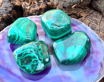 Large Malachite Tumbled Stone, Polished Green Malachite Tumbles, Orbicular Malachite, Mineral Specimen, Tumbled Crystal, Self Transformation