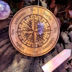 Tavola a pendolo con bussola da 6" Sì/No, legno di betulla tagliato al laser, cartomanzia, tavola divinatoria, tavola degli spiriti, strumenti di divinazione, tabella di rabdomanzia