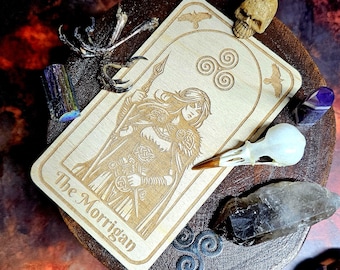 The Morrigan Deity Altar Card, Morrigan Altar Decor, Deity Work, Pagan Altar Supply, Witch Altar Crystal Kit, Celtic Warrior Goddess Art