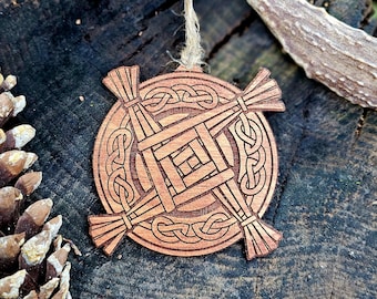 Brigid's Cross Wooden Ornament, Lasercut Birch, St Brighid Bridget, Irish Celtic Cross Ornament, Goddess Pagan Yule Decor, Imbolc Decor