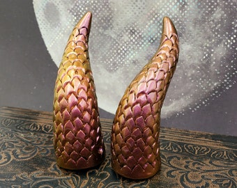 Copper Fire Dragonscale Costume Horns - Made to Order Cosplay Horns - Dragon Horn Headband for Fire Fairy Halloween Costume