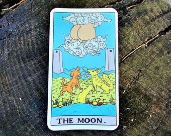 The Moon Tarot Card Sticker, 4 inch Vinyl Decal, Funny Tarot Card, Butt Sticker, Witchy Occult Decor, Tarot Reader Gift, Laptop Sticker