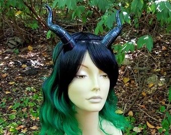 Black Pearl Maleficent Costume Horns - Polymer Clay Cosplay Horns - Dark Fairy Queen Demon Festival Horn Headband Fantasy LARP Horns