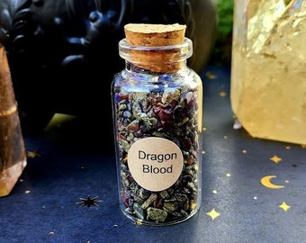 Dragonblood Jasper Chips, 1.5 oz Gemstone Chips in Corked Glass Bottle, Tumbled Dragons Blood, Undrilled Crystal Chips, Spell Jar Stones