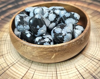 Snowflake Obsidian Tumbled Stone, 20mm - 30mm, Polished Snowflake Obsidian, Medium Tumbled Crystal, Natural Snowflake Obsidian Tumbles