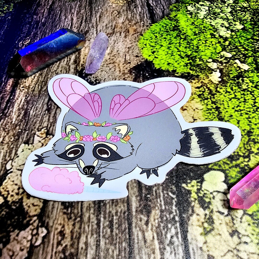 Fairy Raccoon Sticker, Cotton Candy Criminal, Feral Fairy Friends, 3 ...