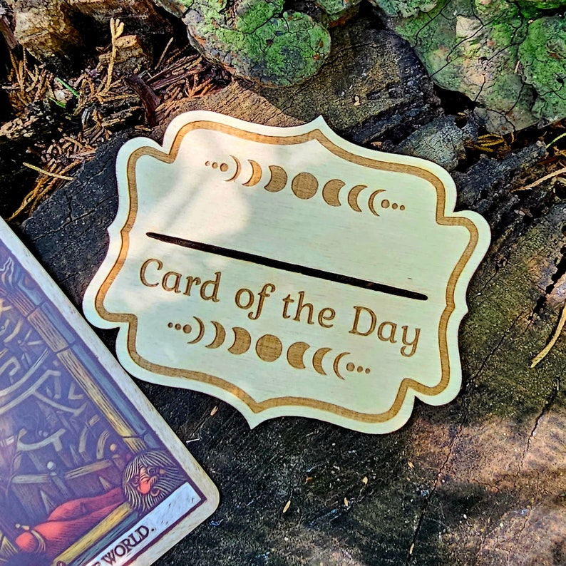 Card of the Day Holder, Single Tarot Card Display, Oracle Card Holder, Moon Phase Decor, Card Stand, Divination Altar Tool, Witchy Gift Unstained