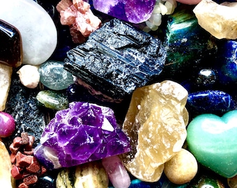 Magical Mystery Crystal Box, Surprise Crystal Assortment, Tumbled Stones, Points, Towers, Fossils, Random Crystal Mix, Witchy Gift