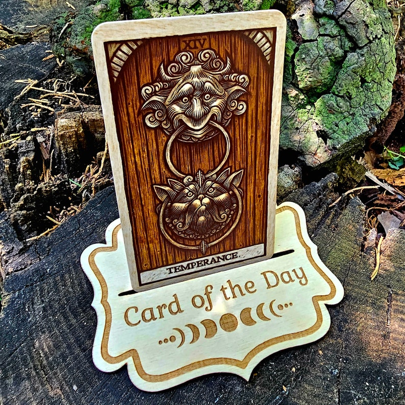 Card of the Day Holder, Single Tarot Card Display, Oracle Card Holder, Moon Phase Decor, Card Stand, Divination Altar Tool, Witchy Gift image 6