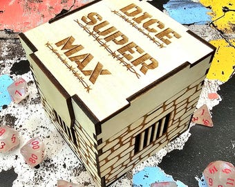 Dice SuperMax, Large Dice Jail, Hinged Dice Box, Dice Travel Case,  DND Accessory, Nerdy Gift, Gamer DM Gift, Dice Dungeon