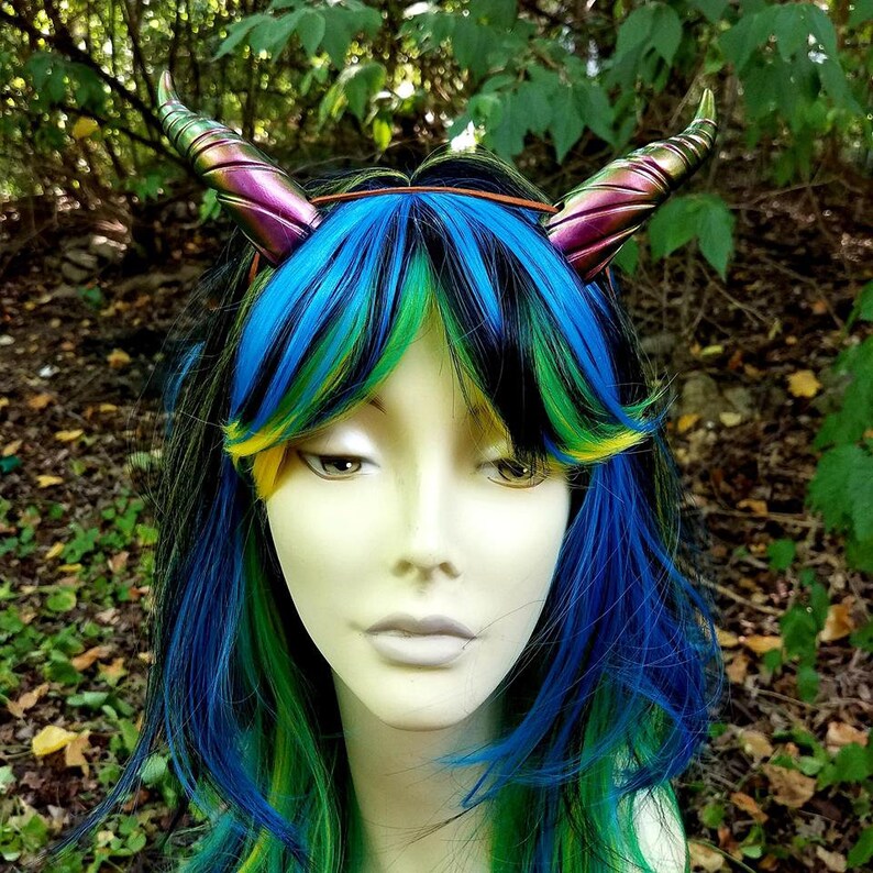 Pixie Blue Twisted Dragon Horns Polymer Clay Costume Horns Etsy
