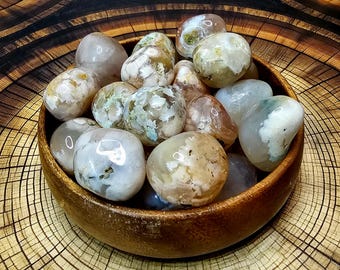 Flower Agate Tumbled Stone, 20mm - 30mm, Tumbled Cherry Blossom Agate, Polished Sakura Agate Tumble, Flower Agate Crystal, Pink Flower Agate