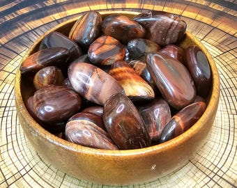 Red Tiger Eye Tumbled Stone, 20mm - 30mm, Polished Red Tiger's Eye Crystal, Natural Dragon's Eye Tumbles, Red Tiger Eye Jasper
