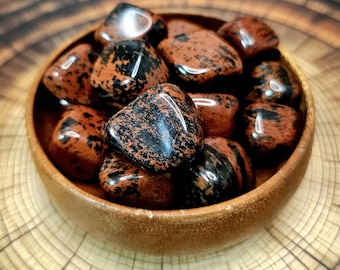 Mahogany Obsidian Tumbled Stone, 20mm - 30mm, Polished Mahogany Obsidian Crystal, Natural Mahogany Obsidian Tumble, Protection Crystal