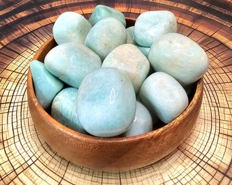 Amazonite Tumbled Stone, 20mm - 30mm, Polished Amazonite Crystal, Natural Blue Green Crystal Tumbles, Amazonite Stone Gemstone